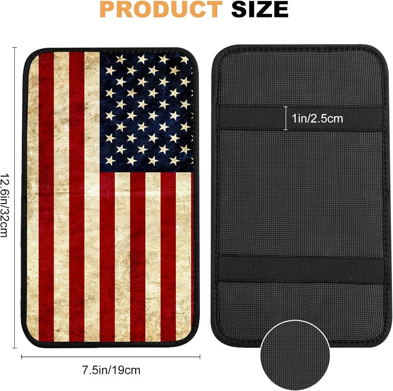 Adastrah Auto Center Console Pad,American Flag 1 Auto Armrest Pad Seat Box Cushion,Armrest Cover Protector for Vehicle SUV Truck Car - Image 3
